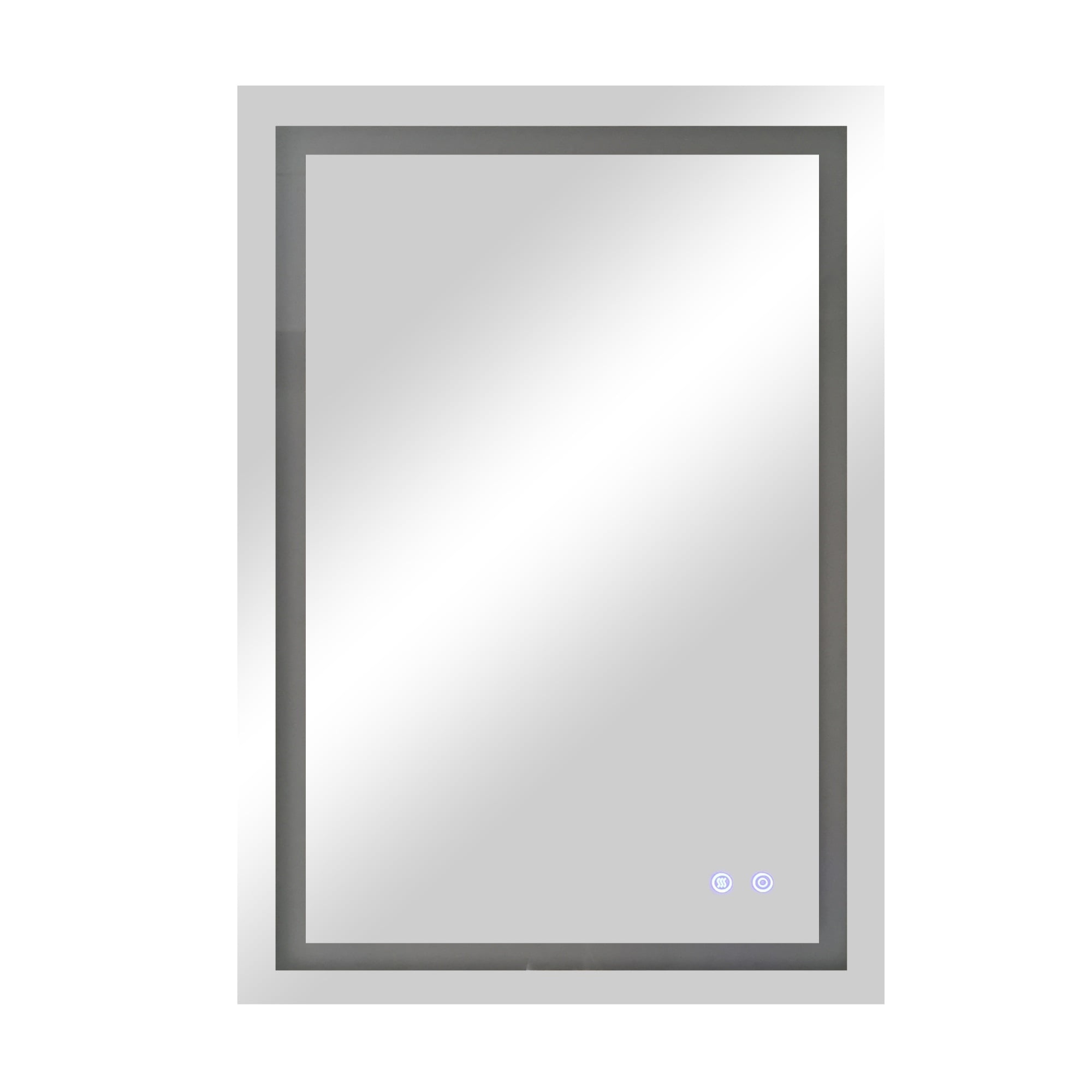 24 x 36 Inch Frameless LED Illuminated Bathroom Wall Mirror, Touch Button Defogger, Rectangular