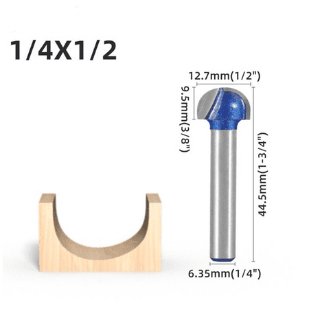 

SHIHUALQ Industrial Grade 1/4 Double Edge R Chamfered Groove Milling Cutter Set Cnc Engraving Milling Cutter For 3d Sign Making Engraving Woodworking Tools Cutting Diameter 3/8