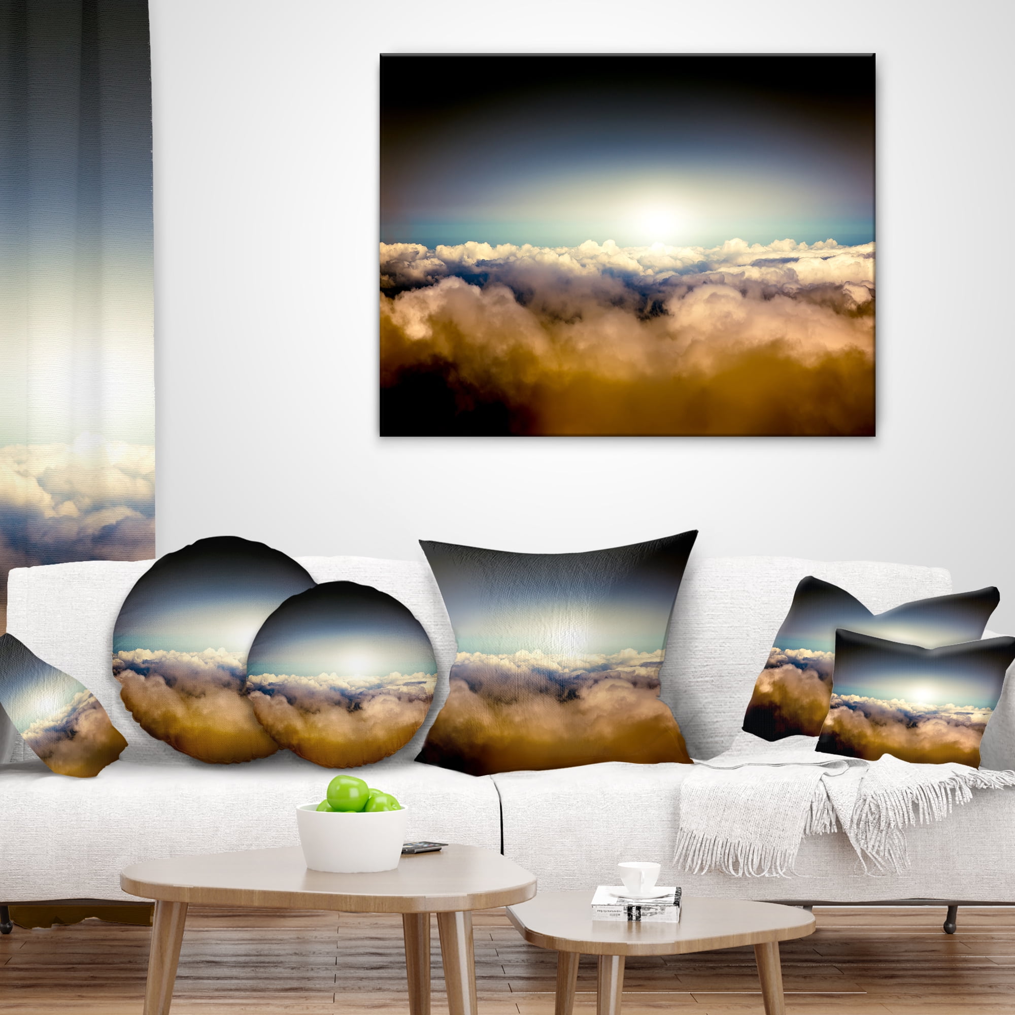 Designart Gloomy Sky above Clouds - Contemporary Landscape Printed Throw Pillow - 18x18
