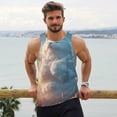 thumbnail image 6 of Gukieu Cute Cloud Cat Print Men's Quick Dry Fitness Vest, Round Neck Sleeveless Fitness Bodybuilding Top-X-Large, 6 of 7