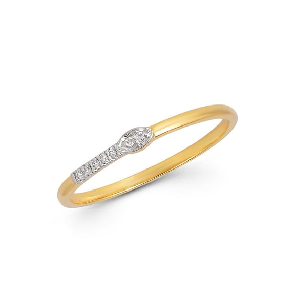 14K Gold Plated Diamond Accent Ring in 925 Sterling Silver – Slim Stackable Band for Women