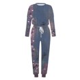 thumbnail image 3 of Gibobby Conjunto de Pantalones para Mujer Conjunto de pantalón y top de manga larga holgado informal con cuello redondo estampado para mujer(Azul,XL), 3 of 4