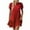 Red, variant on Solid Color Bubble Sleeve Dress Women's Casual Round Neck Short Sleeve Ruffle A Line