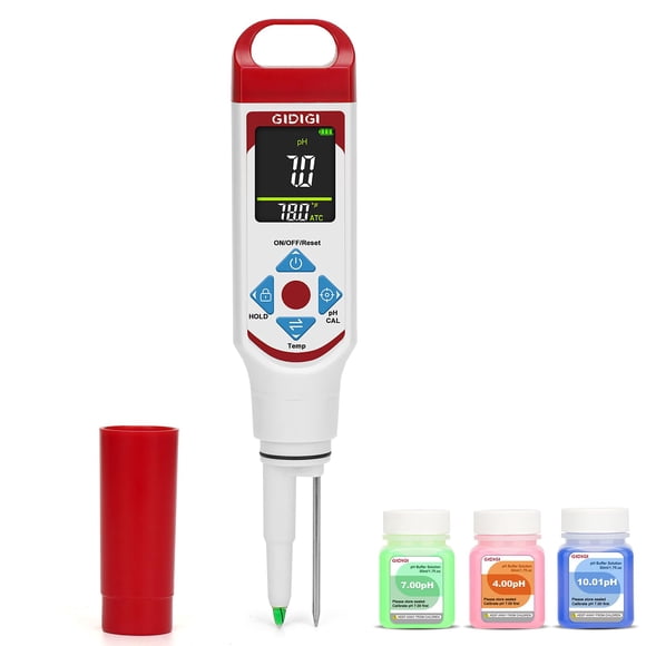 Medidor de pH digital GIDIGI de bolsillo para alimentos con kit de calibración