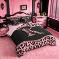 thumbnail image 2 of meiyoeat Classic Cheetah Print 7 Pieces King Bedding For Kids,Pink Bow Initial Letter K King Bed In A Bag For Girls,Pink Reversible, 2 of 7
