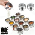 thumbnail image 1 of Special Offer! Set of 12 Stainless Steel Spice Jars, Magnetic Condiment Containers with Clear Lids, Spice Storage Tin with Holes for Pouring and Sifting, 1 of 9