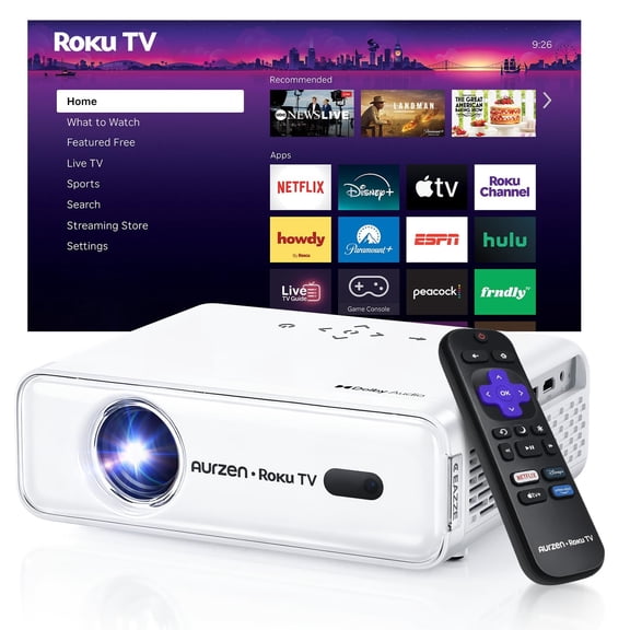 Proyector Aurzen Roku TV 1080P FHD WiFi Bluetooth