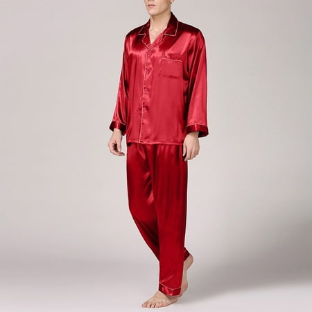 

Miayilima Mens Cardigan Blouse And Trousers Pajamas Set Classic Sleepwear Loungewear