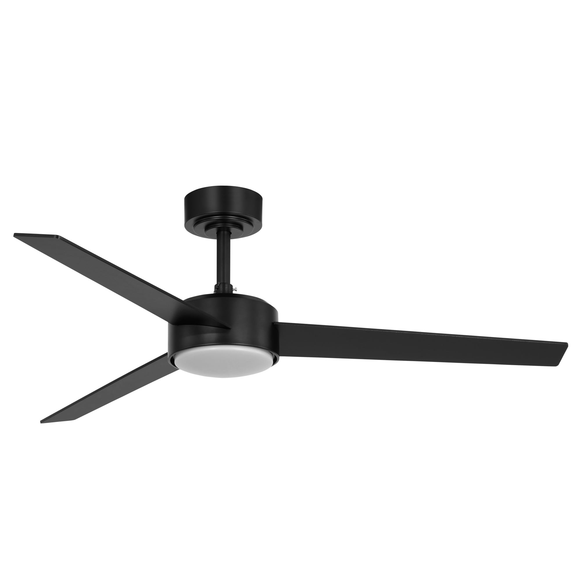 Mainstays 52-Inch Black Downrod DC Ceiling Fan with Integrated LED Light, Remote Control, 6 Speeds, and Fast-Install Blade System