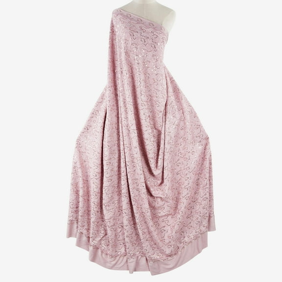 Zelouf Ethel Sequin Embroidery Bonded Lace  , Sewing, DIY, Crafts Fabric by the Yard, Mauve Allure, 3 Yard