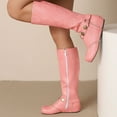 thumbnail image 7 of Viluyesy Womens Tall Boots, Side Zipper Wide Calf Round Toe Fashion Western Knee High Boots Pink, 7 of 7