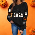 thumbnail image 4 of Molidfa Women's Black Halloween Sweatshirt Ghost Squad Graphic Crew Neck Top, 4 of 5