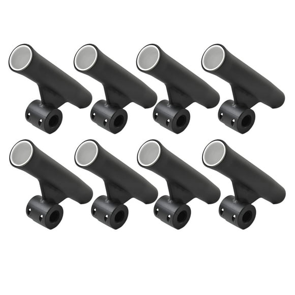 MARINE CITY Adjustable Fishing Rod Holders, Black Anodized Aluminum, Durable & Corrosion-Resistant, with White Vinyl Inserts for Boats, Yachts & Caravans (Pack of 8)