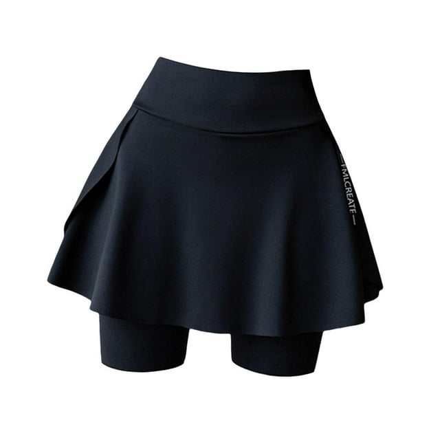Falda de bádminton, falda corta para gimnasio, ropa transpirable para mujer, falda plisada Negro