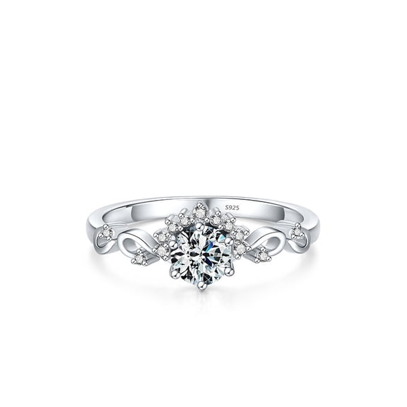 Veshon Round Promise Rings for Her | 925 Sterling Silver Halo Ring | Engagement Wedding band for Women Size 5