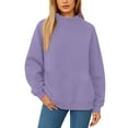 thumbnail image 5 of Oversized Mockneck Sweatshirt Women Thermal Fleece Pullover Cute Trendy Sweat Shirts Y2k Mock Neck Sweatshirts for Women Purple L, 5 of 7