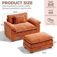 thumbnail image 3 of JULY'S SONG 49.5" W Oversized Accent Chair with Ottoman, Chenille Cloud Sofa Chairs in Living Room, Comfy Reading Chair with Deep Seat, Modern Armchair in Extra Wide Armrests,Terracotta, 3 of 11