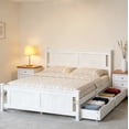 thumbnail image 2 of Zimtown Queen Bed Frame,Solid Pine Wood Platform Bed Frame with 4 Drawers, Bedroom Bed with Headboard, White, 2 of 9