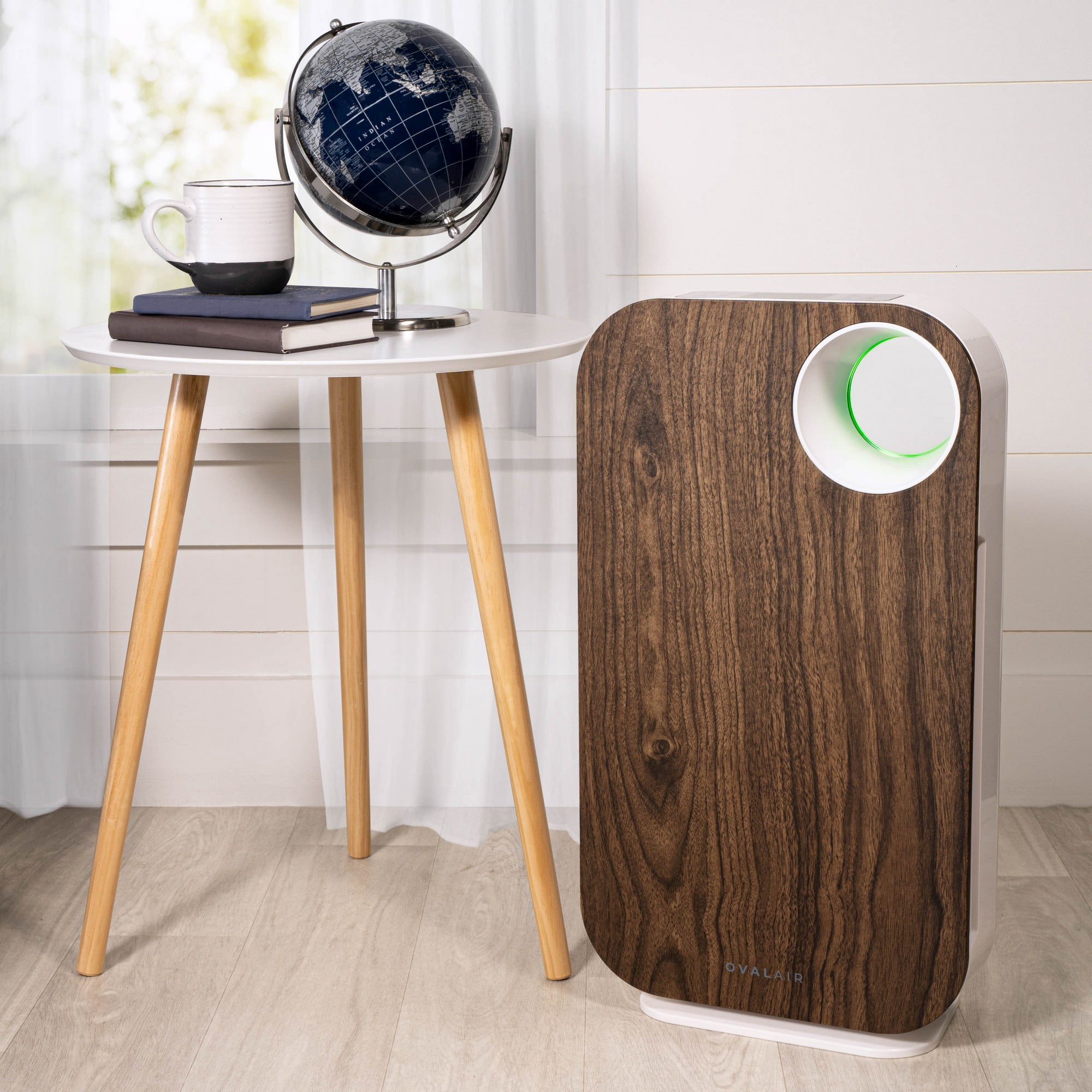 OVAL AIR 3-Stage H13 True HEPA 5-in-1 Air Purifier for Rooms up to 600 sq. ft. reduces Allergies, Asthma, Pets, Odor, Smoke, Dark Wood, AIR1000D