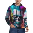 thumbnail image 2 of Pofeuu Modern Abstract Colorful Skull A Print Mens Casual Hooded Collar Drawstring Hoodies Pullover Sweatshirts Casual Long Sleeve Shirts-Large, 2 of 7