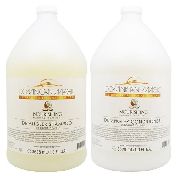 Dominican Magic Detangler Gallon Shampoo & Conditioner Set, For All Hair Types, Ideal for Salons, Airbnb, Vacation Rentals, Coconut Scent, 1 Gallon Each (128 fl oz)