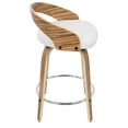 Grotto MidCentury Modern Counter Stool with Swivel in Zebra Wood and