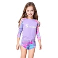 thumbnail image 7 of YONGHS Kids Girls 3 Pcs Athletic Swimsuit UPF 50+ Rash Guard Shirts with Shorts Leggings Sunsuit Purple 7-8, 7 of 7