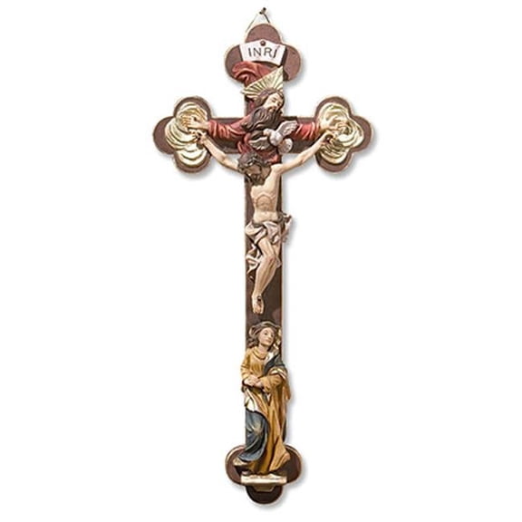 Tomaso 13 Inches High, Mary Mother of Jesus and Holy Trinity Crucifix