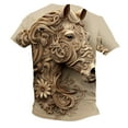 thumbnail image 4 of Zylanna Men's Short Sleeve T-Shirts, Crew Neck Summer Lightweight Relief Steed Print Daily leisure Tops for Men Khaki Size 3XL, 4 of 6