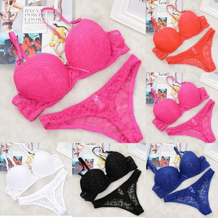 USSUMA Lingerie for Women  Women s Sexy Lace Bra Female Underwire Lingerie Bras Underwear Set on Clearance Coupon Centre Blue 85