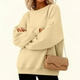 thumbnail image 5 of Xyxonk Oversized Sweatshirt for Women Crewneck 2025 Fall Winter Pullover Sweaters Casual Comfy Long Sleeves Tops Fashion Teen Girls Preppy Clothing,Khaki 3XL, 5 of 6