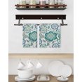 thumbnail image 3 of Teal Paisley Pattern Kitchen Dish Towels for Drying Dishes Set of 2, Boho Ethnic Floral Traditional Waffle Weave Microfiber Hand Tea Bathroom Towels Quick Dry & Absorbent Towel 15.7x23.6, 3 of 7