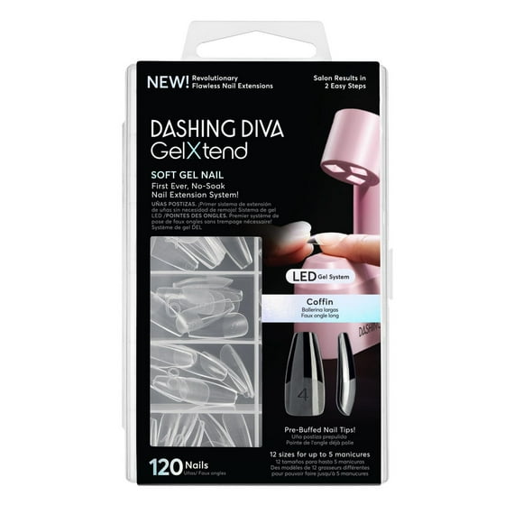 DASHING DIVA - GEL XTEND CLEAR - LONG COFFIN Capsules en gel souple GelXtend