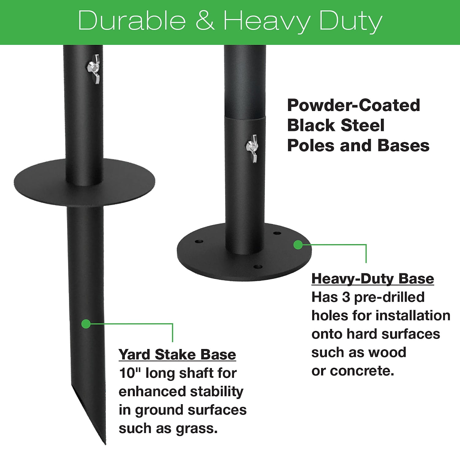 Excello Global Products Bistro Pole for String Lights Black (EGP-HD-0429)