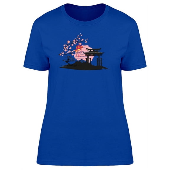 Asian Landscape Pink Colors T-Shirt Women -Image by Shutterstock, Female Small