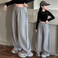 thumbnail image 6 of UACY Boys Girls Baggy Sweatpants Wide Leg Barrel Elastic Waist Drawstring Casual Loose Joggers Track Pant (Grey, 9-10 Years), 6 of 6