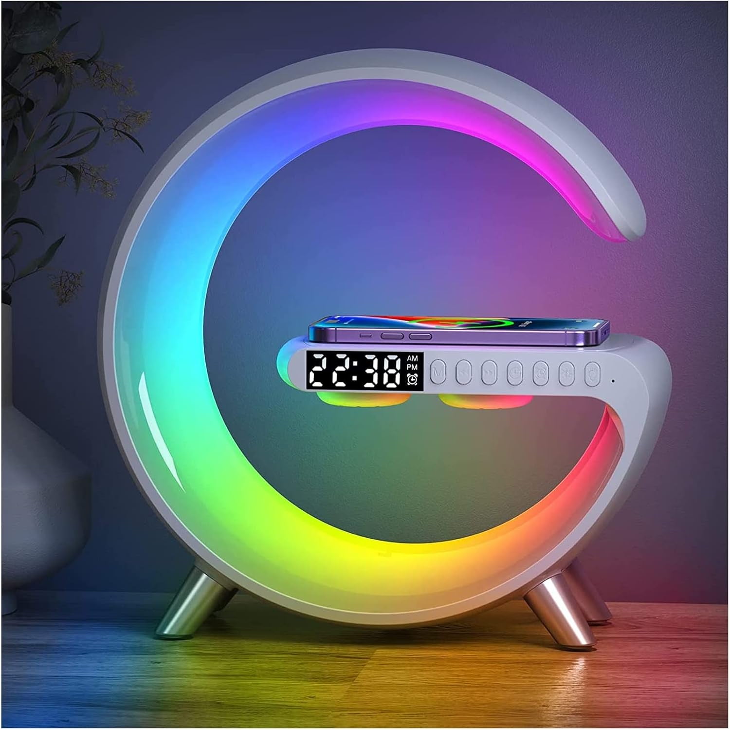 Bluetooth Speaker Wireless Charging Multi-Function Atmosphere Night Light Alarm Clock Birthday Phone Desk Lamp Speaker Moonlight