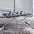 thumbnail image 1 of Imperial Tufted Double Bench With Silver X Base (Gray), 1 of 3