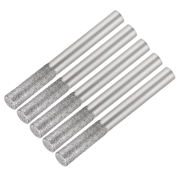 Diamond Burrs Grinding Drill Bits for Rotary Tool 1/4-Inch Shank 6mm Cylindrical 150 Grit 5 Pcs
