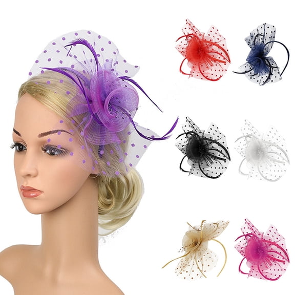 MuXiKeJi Clothes Fascinators Hat Flower Mesh Ribbons Feathers on a Headband and a Tea Party Headwear for Girls and Women