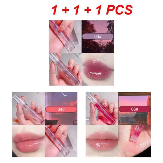Heallor-pintalabios líquido hidratante, 1/3/4/5/6 piezas, 3 colores de maquillaje, aceite de labios Ice Mountain, cosméticos, brillo de labios de cristal Jell