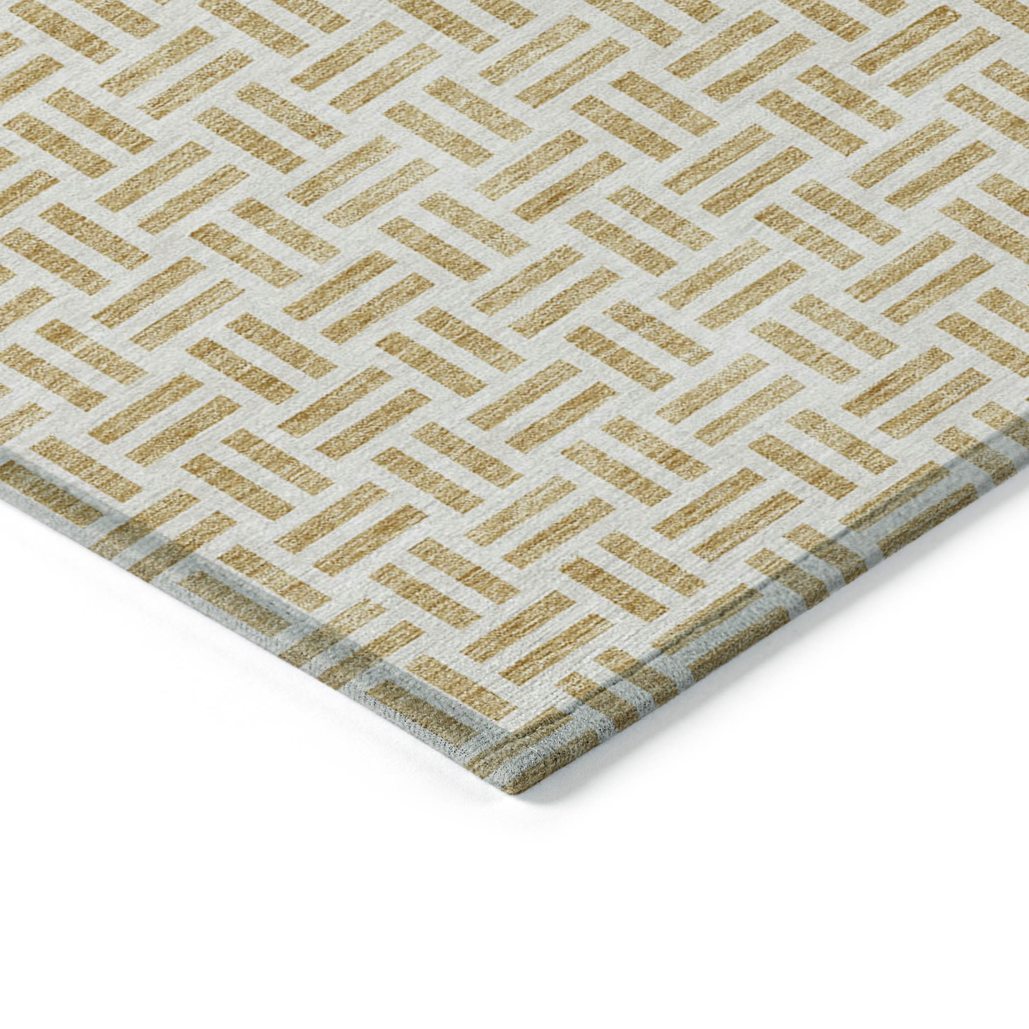 Addison Rugs Chantille Indoor/Outdoor Transitional Geometric Gold Washable Runner Rug, 2'3" x 7'6"
