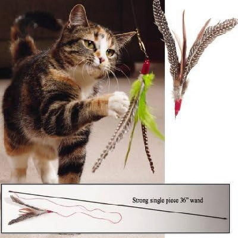 The Da Super Pack (Includes 1 Da Original 36" Single Pole Cat Toy, Refill, Sparkly Attachment, Kitty Puff Attachment & Peacock )