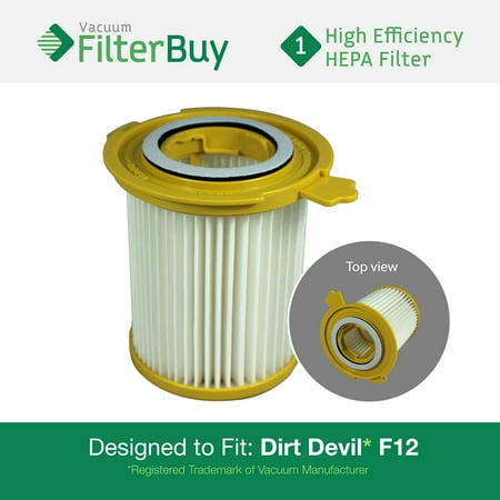 Dirt Devil F12 Filter - Dirt Devil F-12 (F12) HEPA Replacement Filter, Part # 3KD1680000 (3-KD1680-000). Designed by FilterBuy to fit Dirt Devil Vision Canister Vacuum Cleaners