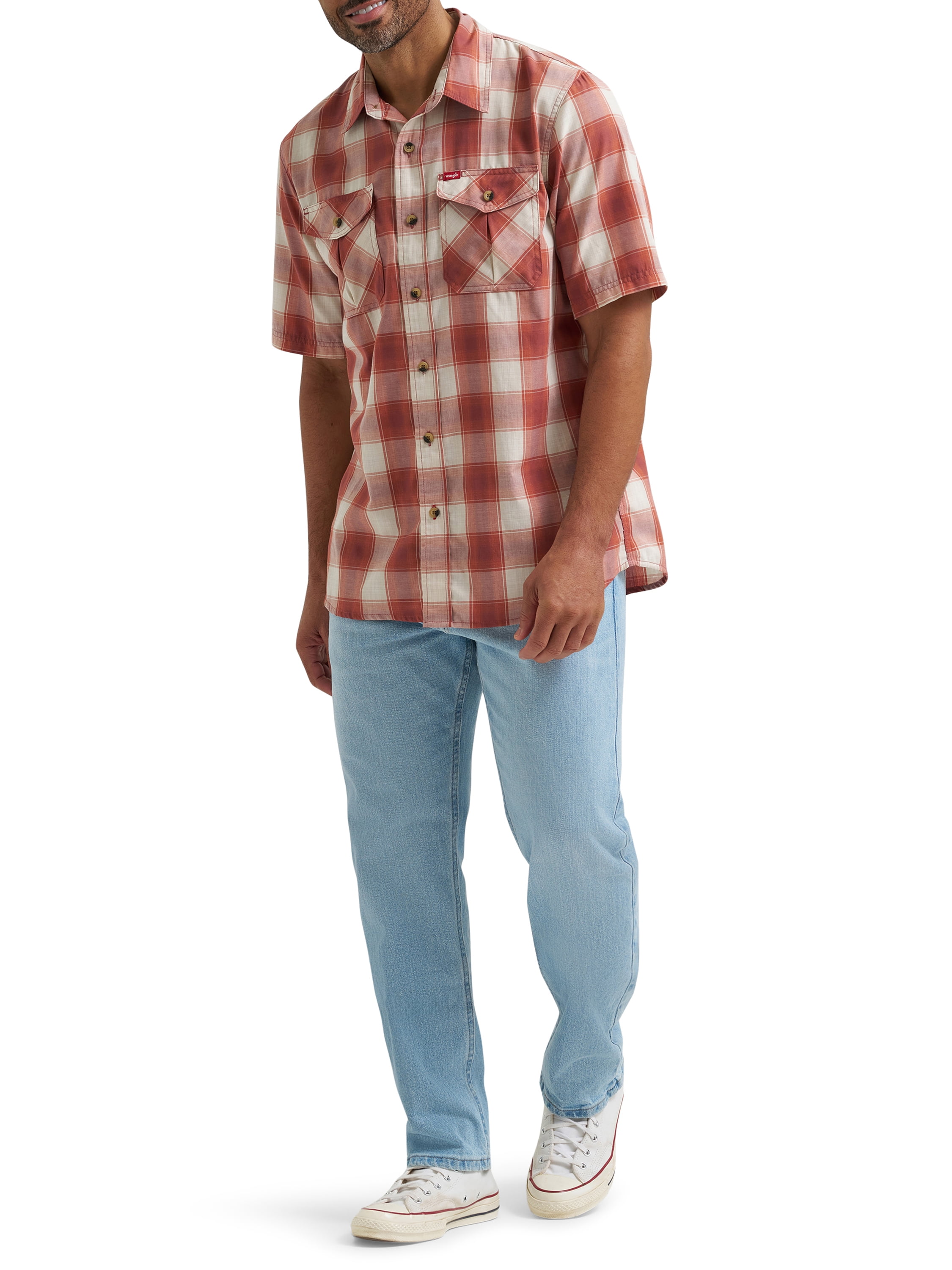 Wrangler® Men's Relaxed Stretch Poplin Shirt, Sizes S-5XL