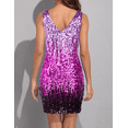 thumbnail image 5 of PrettyGuide Sleeveless Women's Vintage Sequin Dress V Neck Bodycon Mini Fit and Pencil Glitter Party Clubwear Periwinkle & Fuchsia & Dark Purple, Medium, 5 of 6