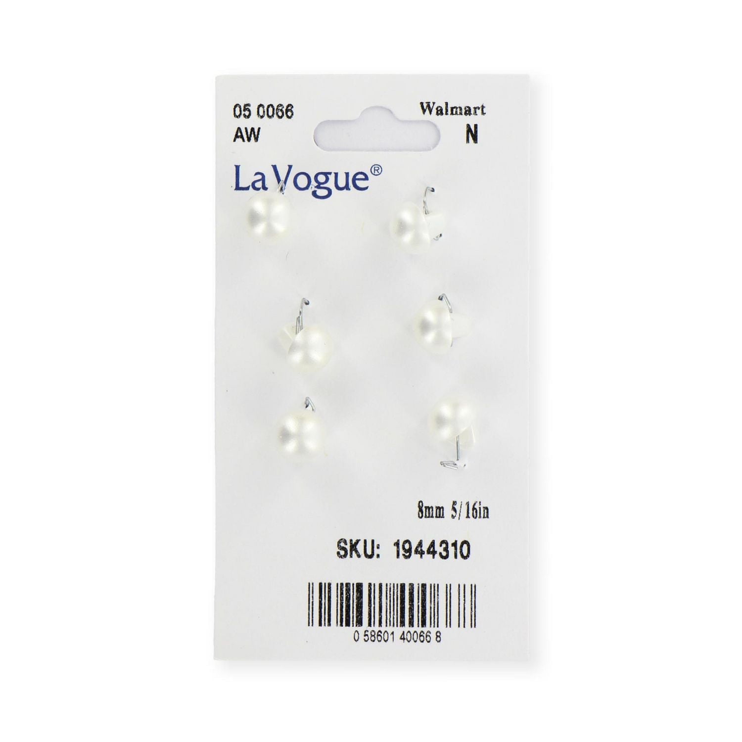 LA VOGUE EMBASSY Shank Button, White, 15mm (5/8"), 2 Count, 8mm