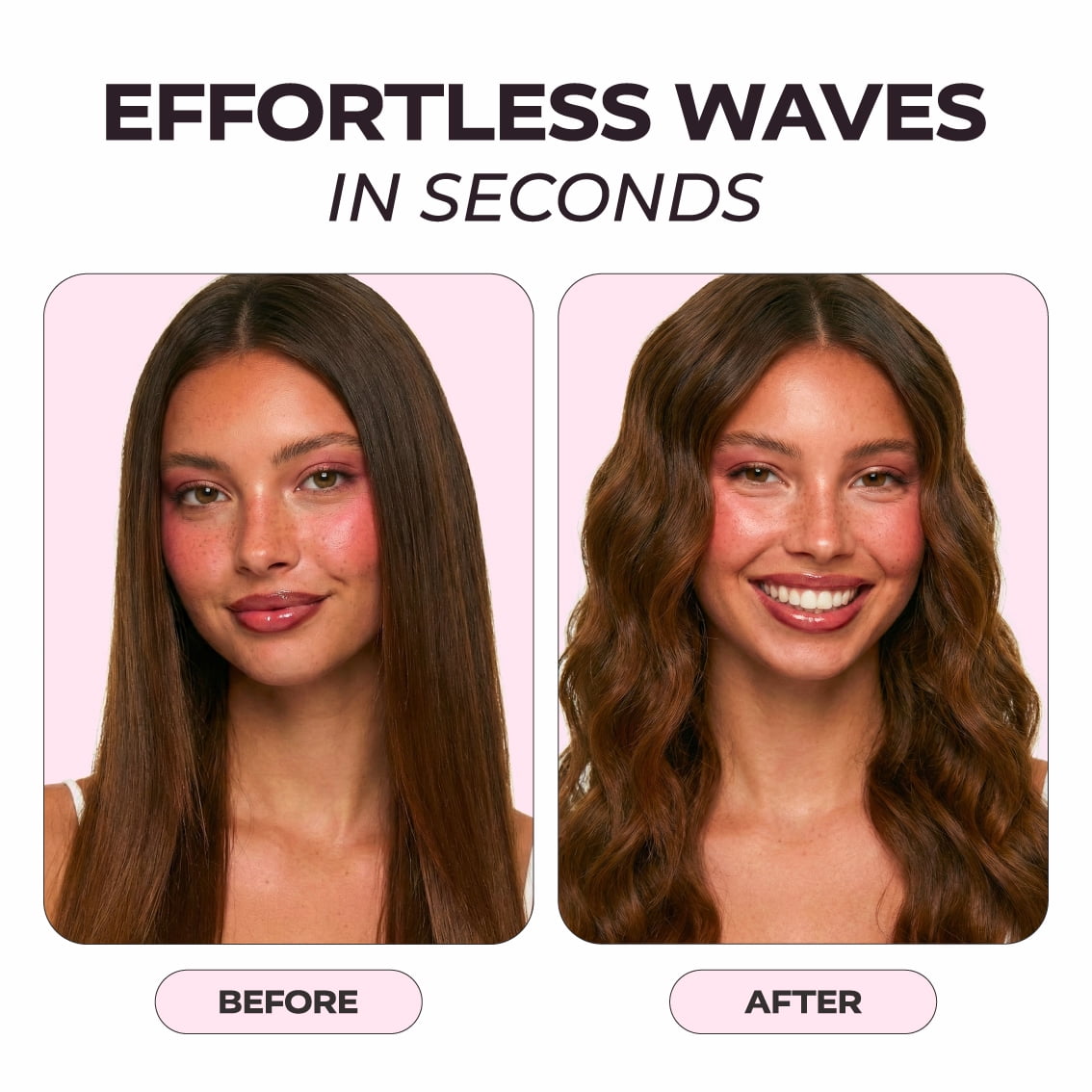 KENZZI Wave Styler 2-Barrel Hair Waver, 1.25 in, 6 Heat Settings, Pink