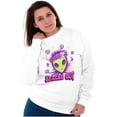 thumbnail image 3 of Airbrushed Hippie Alien Spaced Out Women Plus Size Crewneck Sweatshirt Brisco Brands 4X, 3 of 5