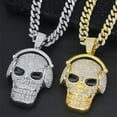 thumbnail image 3 of Hip Hop Cool Dominating Skull Pendant Necklace 13mm with Cuban Chain High Quality Crystal Iced Out Bling Hip Hop Jewelry Necklaces Street Dance Accessories Fashion Creative Gifts, 3 of 5
